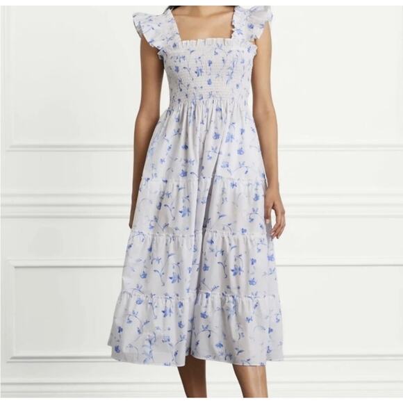 Hill House Dresses & Skirts - Hill House The Ellie Nap Dress Blue Botanical White Floral Cotton Dress Size XS